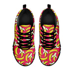 Pink Cartoon Banana Pattern Print Black Sneakers