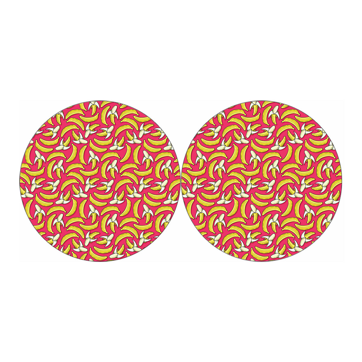 Pink Cartoon Banana Pattern Print Car Coasters
