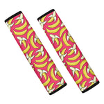 Pink Cartoon Banana Pattern Print Car Seat Belt Covers