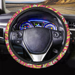 Pink Cartoon Banana Pattern Print Car Steering Wheel Cover