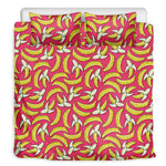 Pink Cartoon Banana Pattern Print Duvet Cover Bedding Set