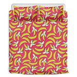 Pink Cartoon Banana Pattern Print Duvet Cover Bedding Set