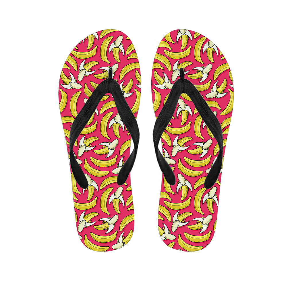 Pink Cartoon Banana Pattern Print Flip Flops