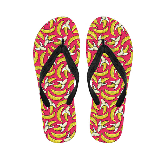 Pink Cartoon Banana Pattern Print Flip Flops