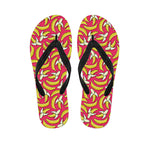 Pink Cartoon Banana Pattern Print Flip Flops