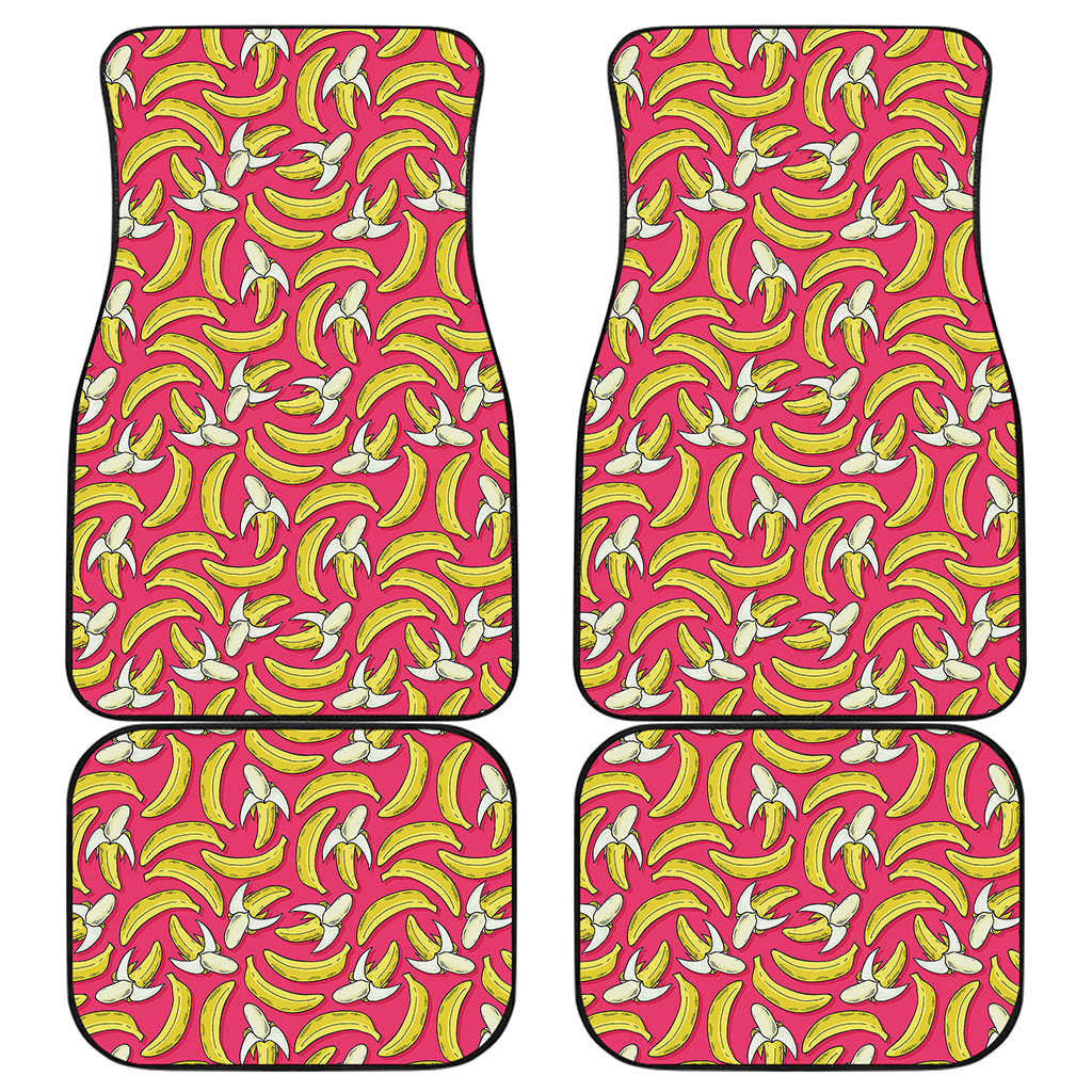 Pink Cartoon Banana Pattern Print Front and Back Car Floor Mats