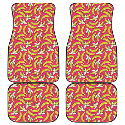 Pink Cartoon Banana Pattern Print Front and Back Car Floor Mats