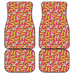 Pink Cartoon Banana Pattern Print Front and Back Car Floor Mats
