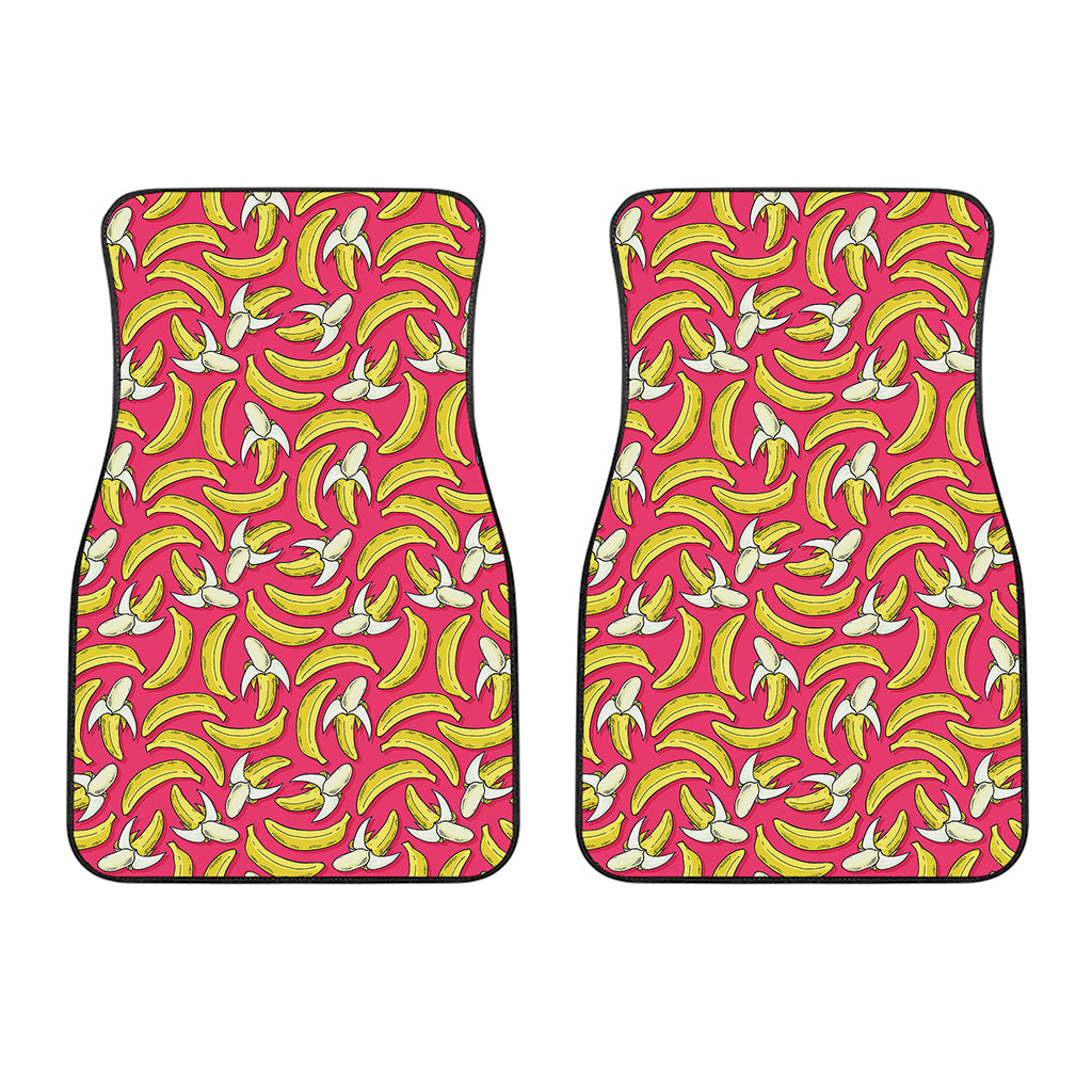 Pink Cartoon Banana Pattern Print Front Car Floor Mats