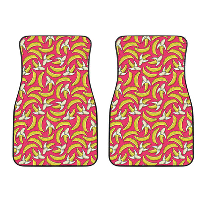 Pink Cartoon Banana Pattern Print Front Car Floor Mats