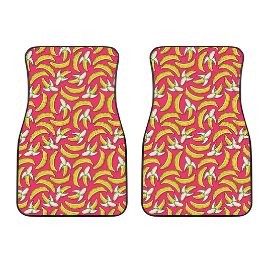 Pink Cartoon Banana Pattern Print Front Car Floor Mats