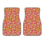 Pink Cartoon Banana Pattern Print Front Car Floor Mats