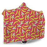 Pink Cartoon Banana Pattern Print Hooded Blanket