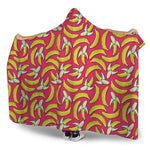 Pink Cartoon Banana Pattern Print Hooded Blanket