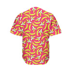 Pink Cartoon Banana Pattern Print Men's Baseball Jersey