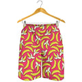 Pink Cartoon Banana Pattern Print Men's Shorts