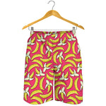 Pink Cartoon Banana Pattern Print Men's Shorts