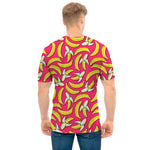 Pink Cartoon Banana Pattern Print Men's T-Shirt