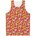 Pink Cartoon Banana Pattern Print Men's Tank Top