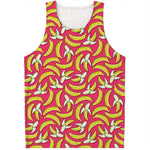Pink Cartoon Banana Pattern Print Men's Tank Top