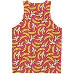 Pink Cartoon Banana Pattern Print Men's Tank Top