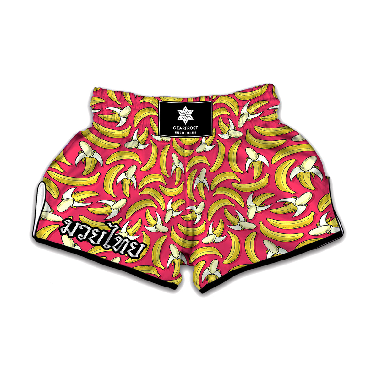 Pink Cartoon Banana Pattern Print Muay Thai Boxing Shorts