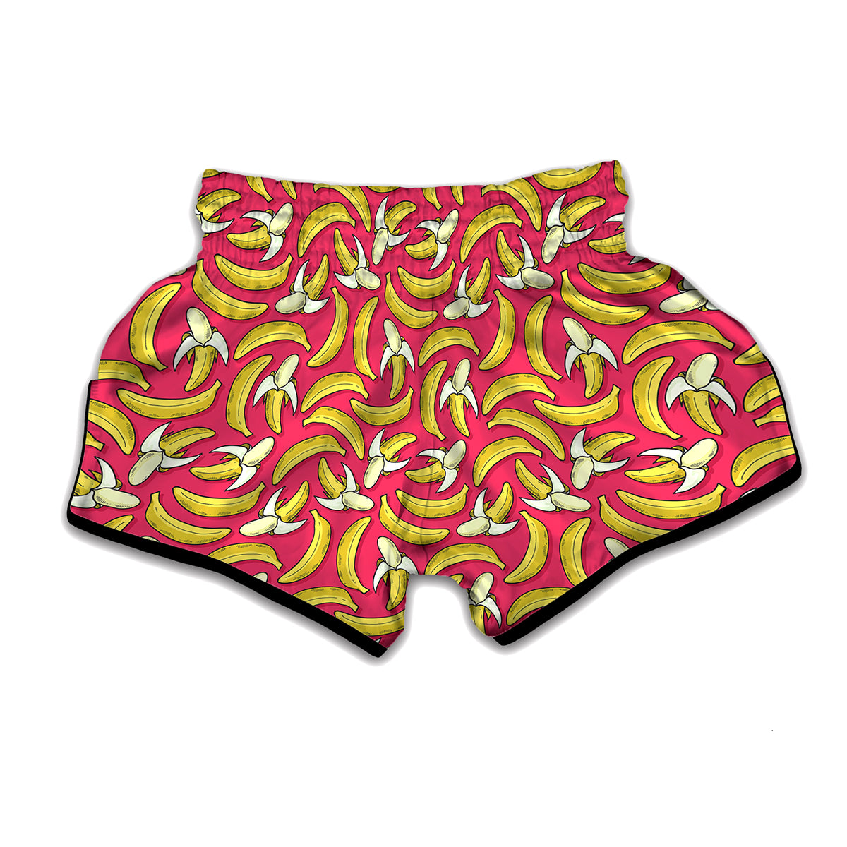 Pink Cartoon Banana Pattern Print Muay Thai Boxing Shorts