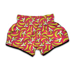 Pink Cartoon Banana Pattern Print Muay Thai Boxing Shorts