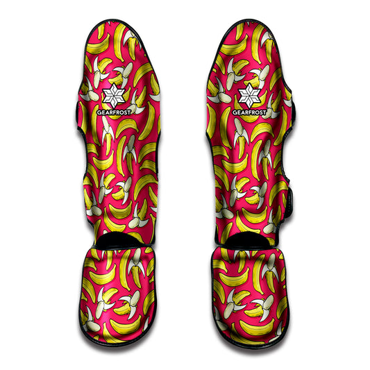 Pink Cartoon Banana Pattern Print Muay Thai Shin Guard