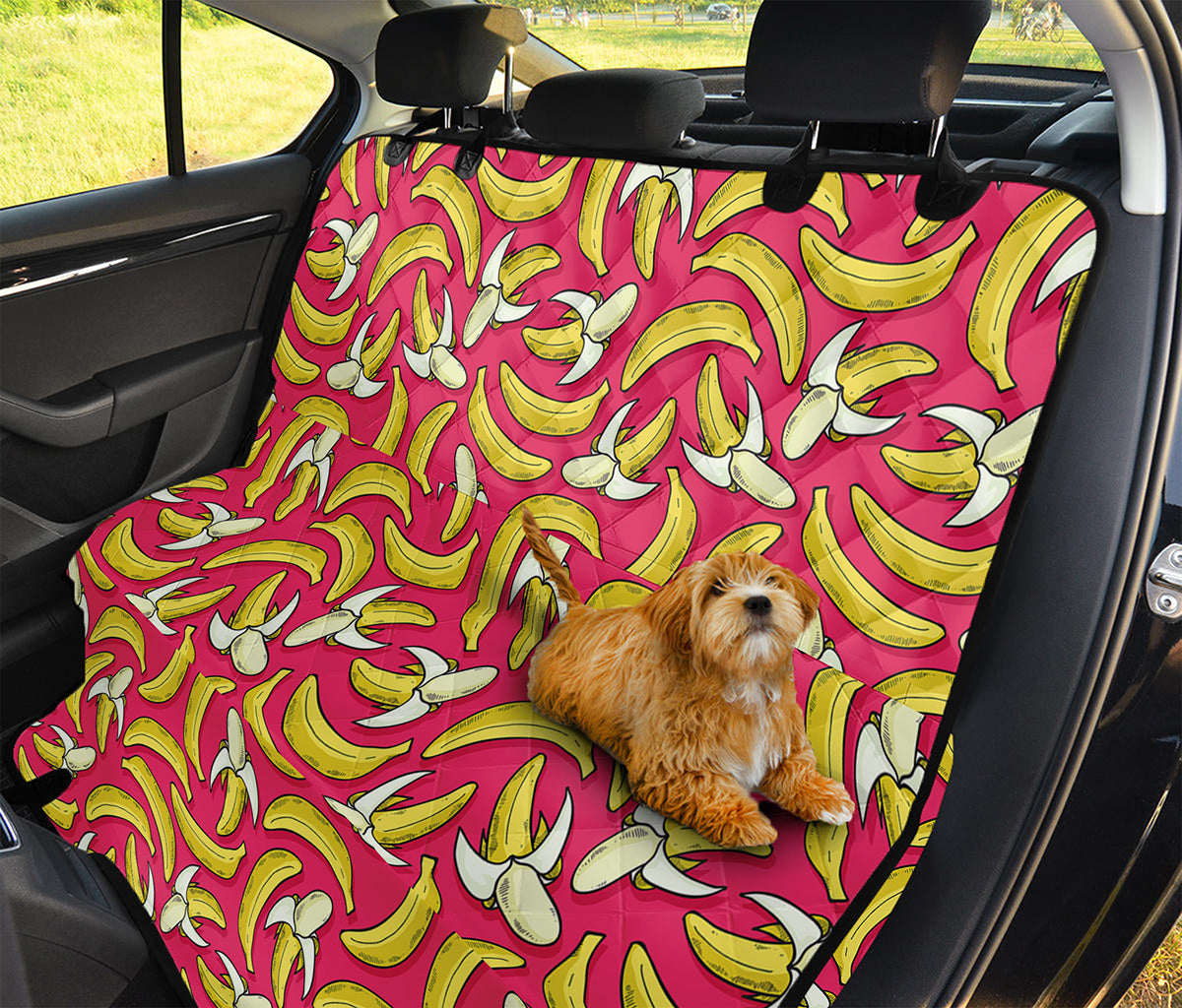 Pink Cartoon Banana Pattern Print Pet Car Back Seat Cover