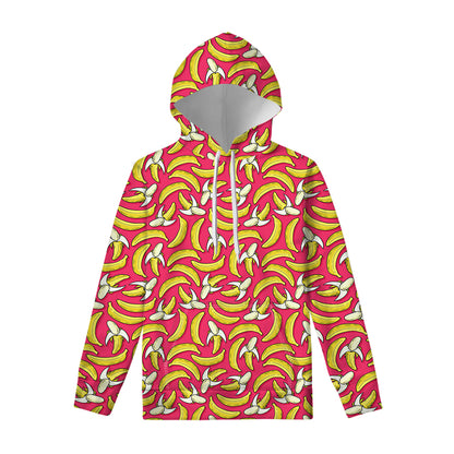 Pink Cartoon Banana Pattern Print Pullover Hoodie