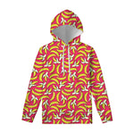 Pink Cartoon Banana Pattern Print Pullover Hoodie