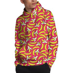 Pink Cartoon Banana Pattern Print Pullover Hoodie