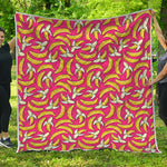 Pink Cartoon Banana Pattern Print Quilt