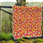 Pink Cartoon Banana Pattern Print Quilt