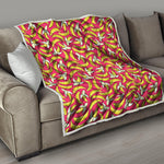 Pink Cartoon Banana Pattern Print Quilt