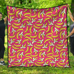 Pink Cartoon Banana Pattern Print Quilt