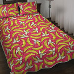Pink Cartoon Banana Pattern Print Quilt Bed Set