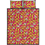 Pink Cartoon Banana Pattern Print Quilt Bed Set