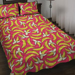 Pink Cartoon Banana Pattern Print Quilt Bed Set