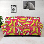 Pink Cartoon Banana Pattern Print Sofa Cover