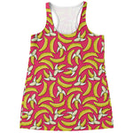 Pink Cartoon Banana Pattern Print Women's Racerback Tank Top