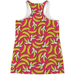 Pink Cartoon Banana Pattern Print Women's Racerback Tank Top