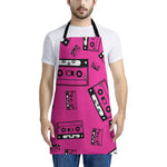 Pink Cassette Tape Pattern Print Apron