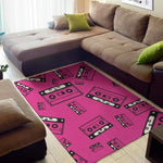 Pink Cassette Tape Pattern Print Area Rug