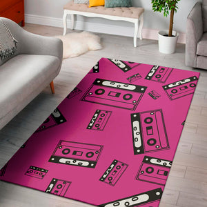 Pink Cassette Tape Pattern Print Area Rug