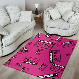 Pink Cassette Tape Pattern Print Area Rug