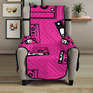 Pink Cassette Tape Pattern Print Armchair Protector