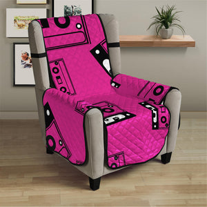 Pink Cassette Tape Pattern Print Armchair Protector