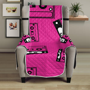 Pink Cassette Tape Pattern Print Armchair Protector